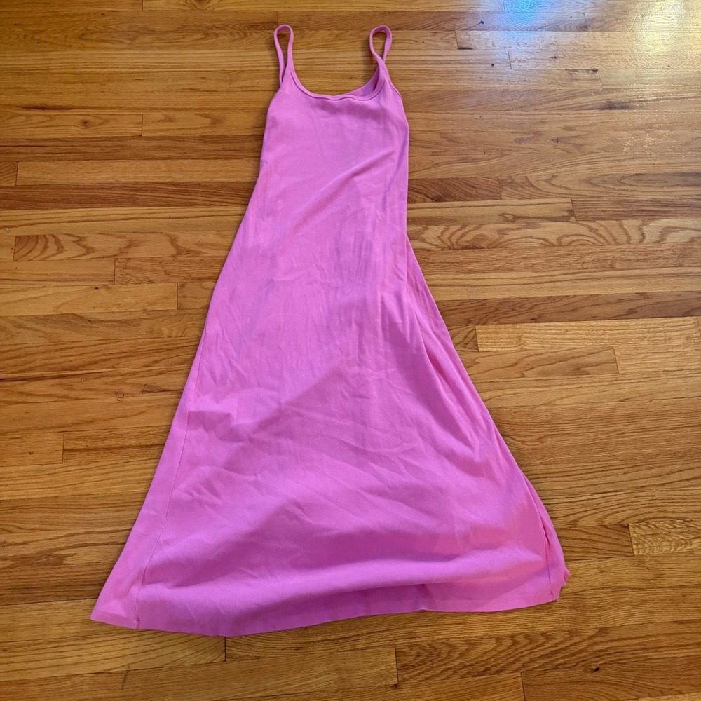 Old Navy Ribbed Cami Maxi Dress Size Large Pink Sleeveless A-Line Flare Summer